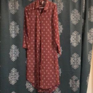 Sheer long button up